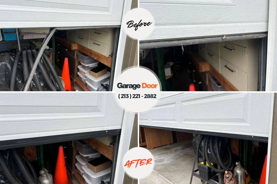Before and after: garage door repair Laguna Niguel, CA